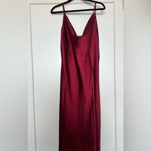 Burgundy Satin Midi Dress NWT from Petal & Pup